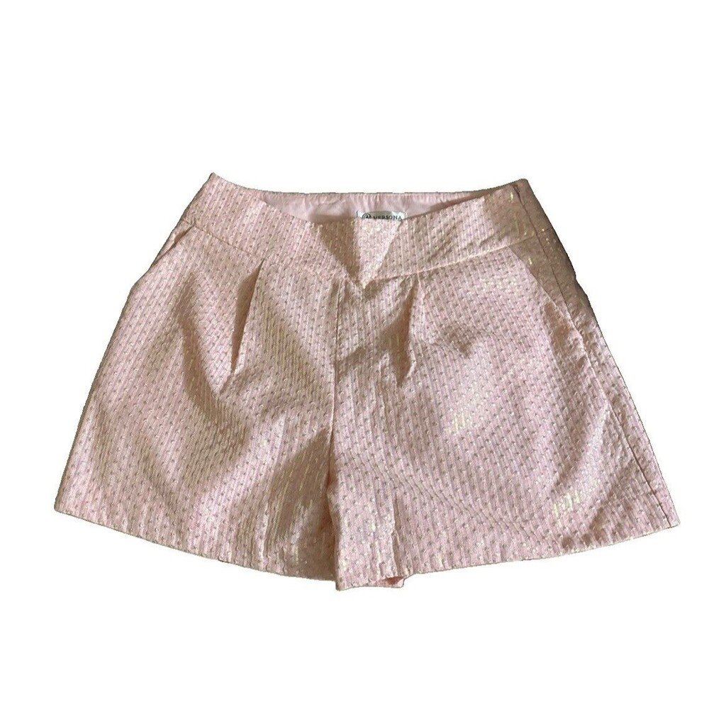 Versona Sequin Shorts Womens sz Modern 8 Light Pink Side zip Bling Embroidered